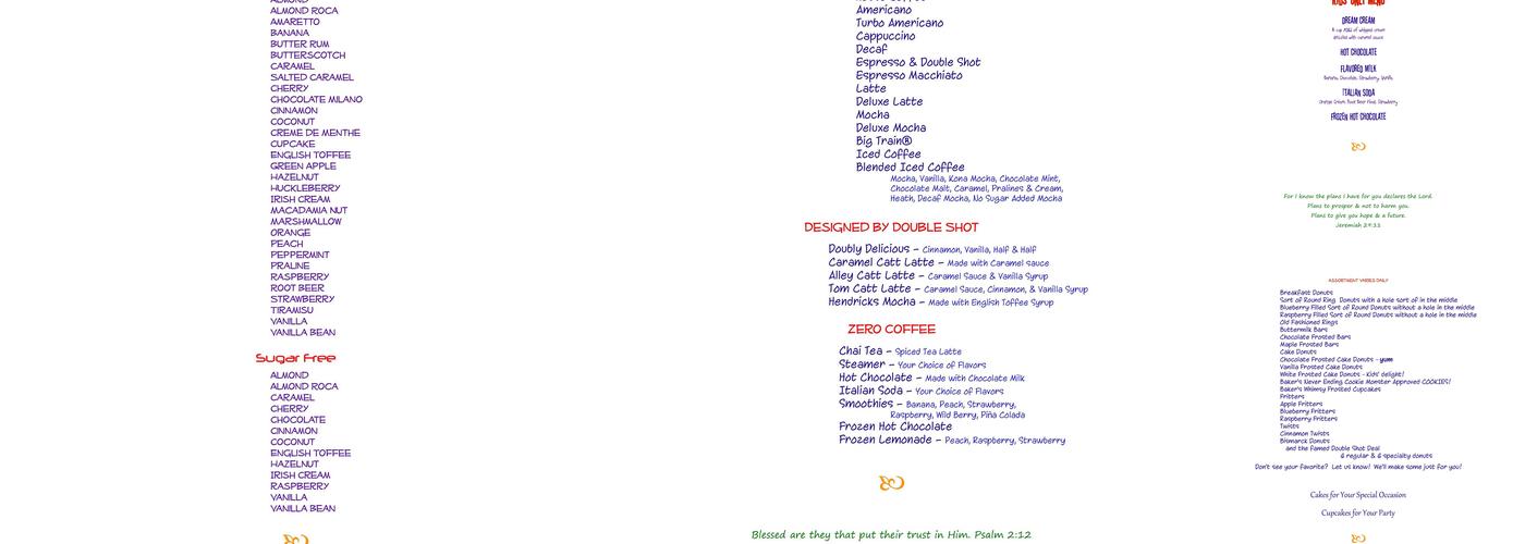 Double Shot Coffee Drive-Thru Menu