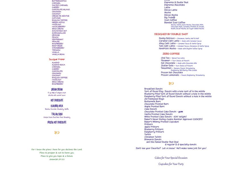 Double Shot Coffee Drive-Thru Menu