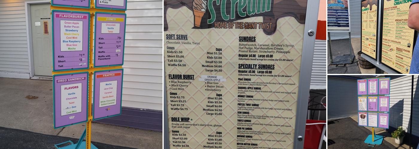 The S'Cream Menu