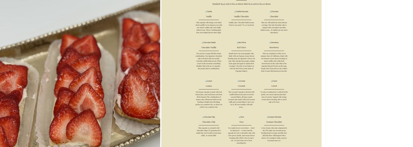 Cupcakes Bakery Menu