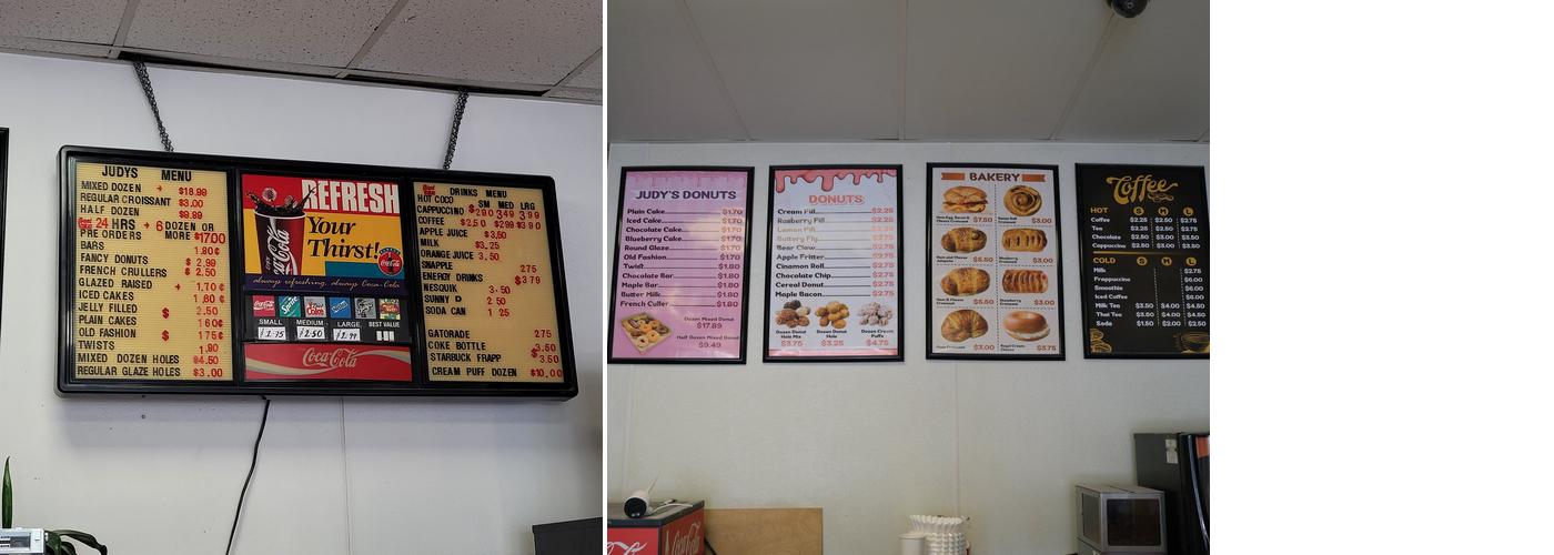 Judy’s Donuts Menu