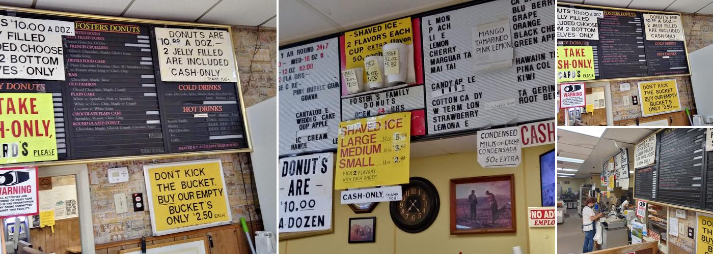 Foster's Donuts Menu