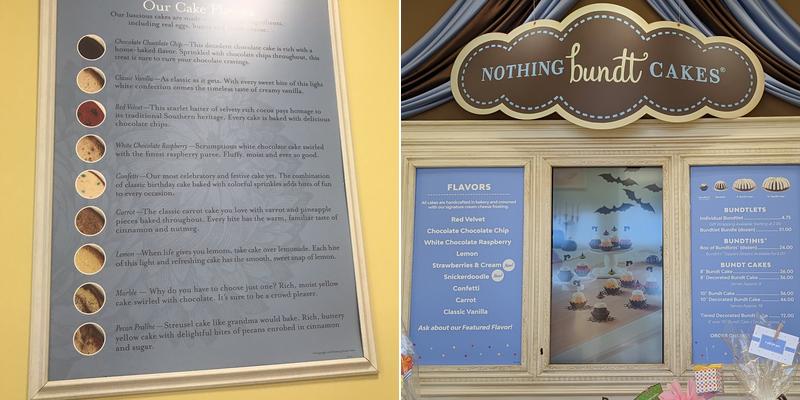 Nothing Bundt Cakes Menu