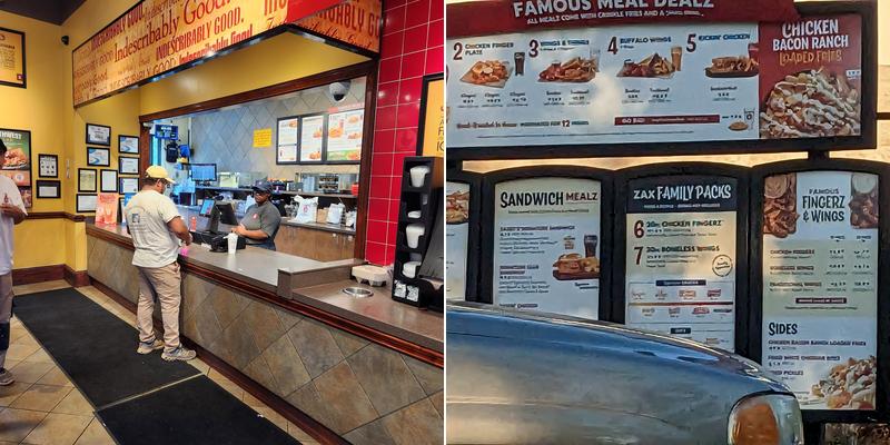 Zaxby's Chicken Fingers & Buffalo Wings Menu