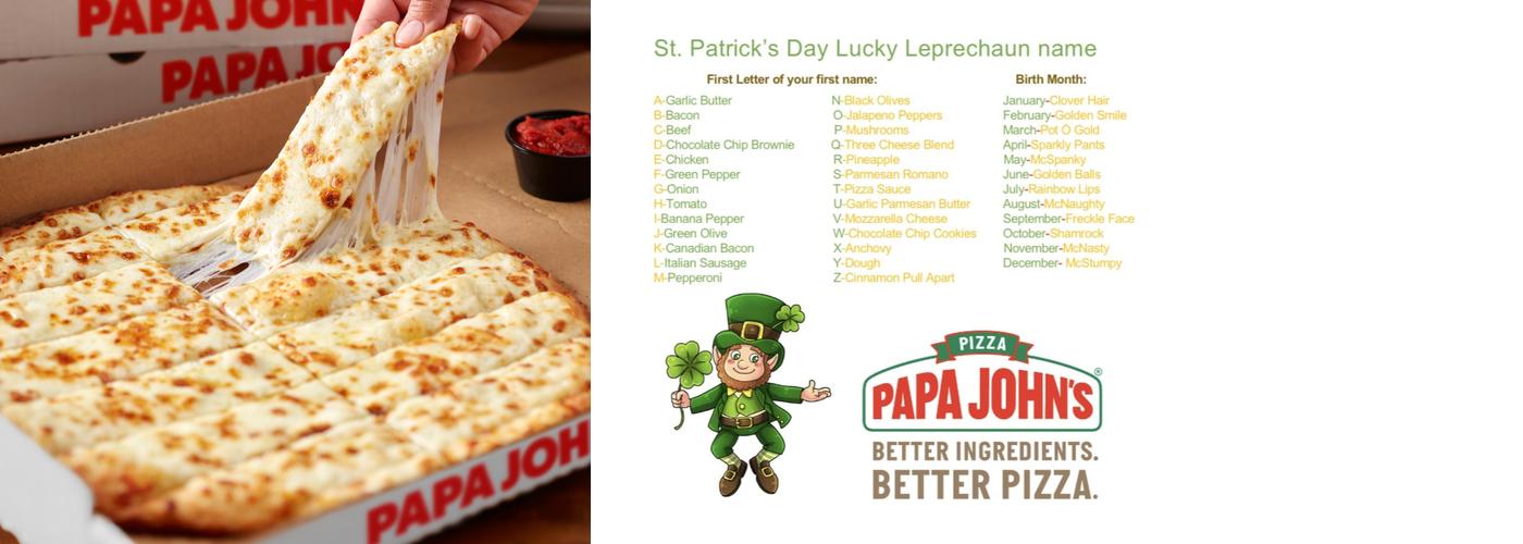 Papa Johns Pizza Menu