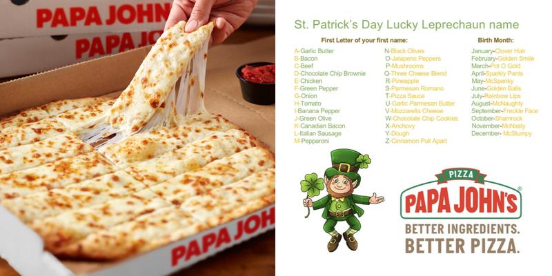 Papa Johns Pizza Menu