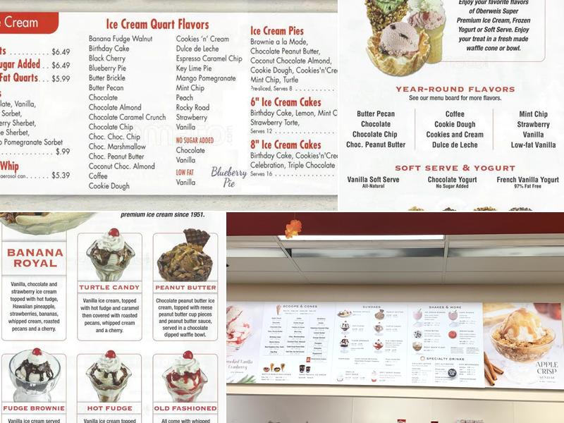 Oberweis Ice Cream and Dairy Store Menu