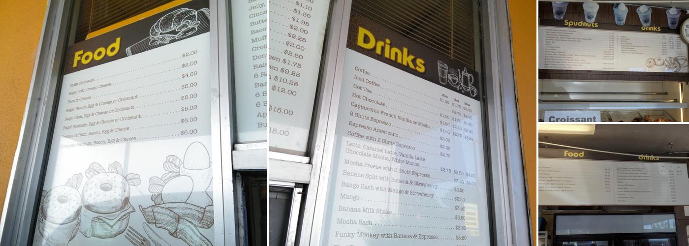 Spudnuts Donuts Menu