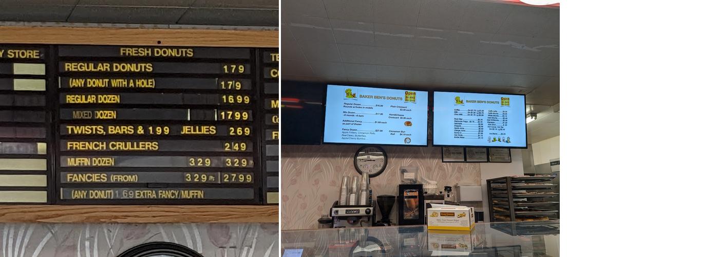 Baker Ben's Donuts Menu