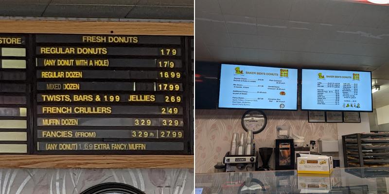 Baker Ben's Donuts Menu