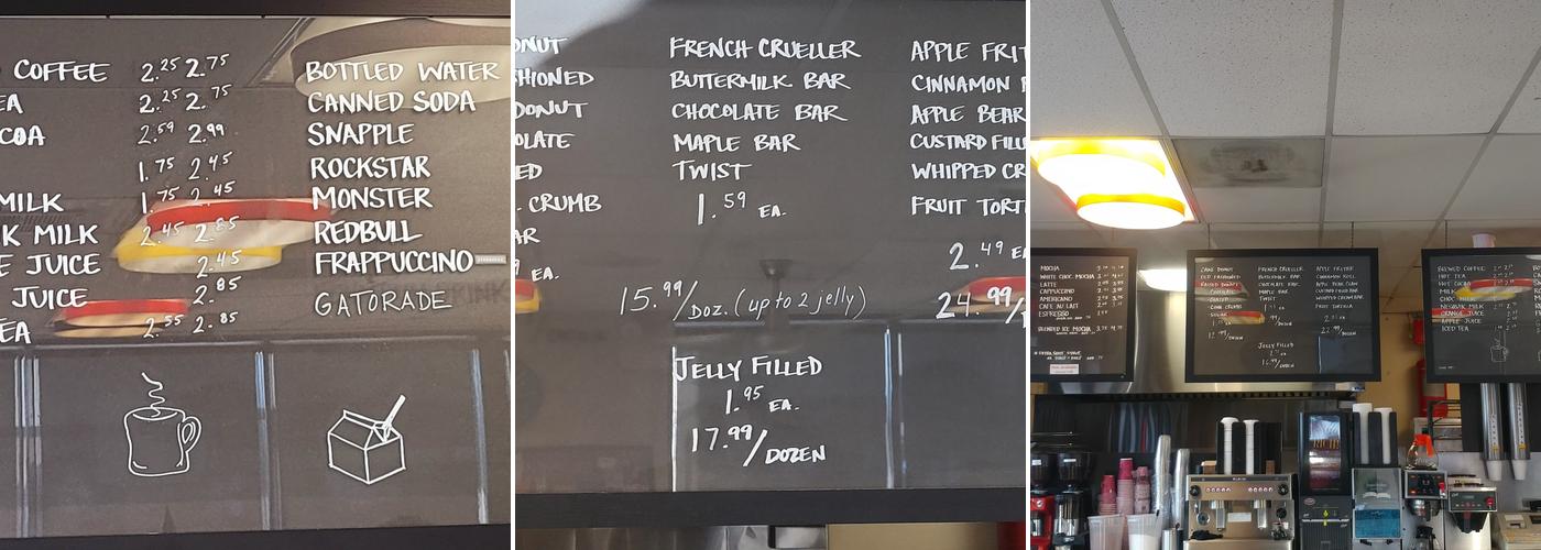 Howard's Donuts Menu