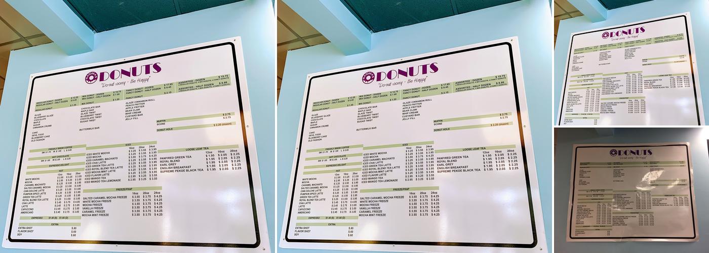 Natomas Donuts Menu