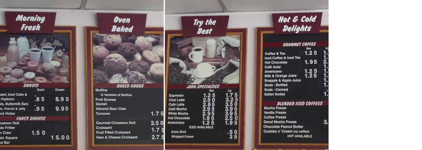 Donut Stop Menu