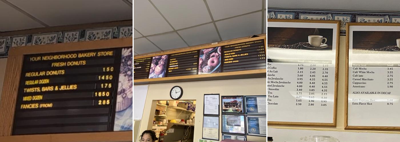 Bradshaw Donuts Menu