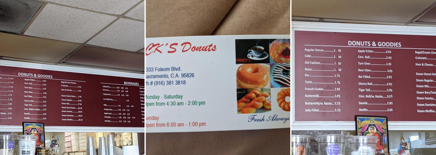 CK's Donuts Menu