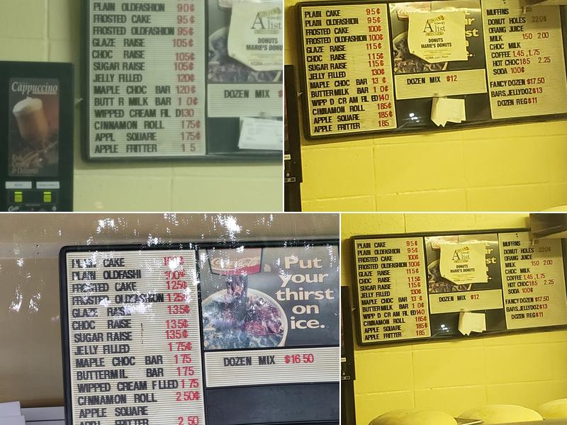 Marie's Donuts Menu
