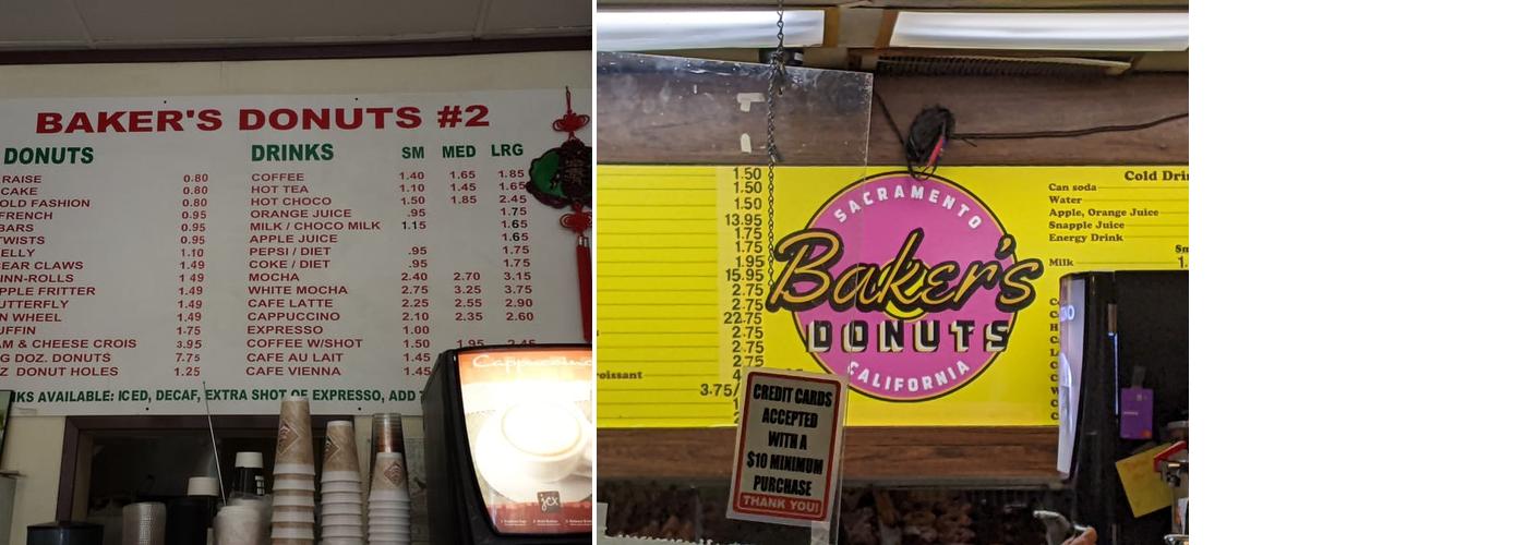 Bakers Donuts Menu