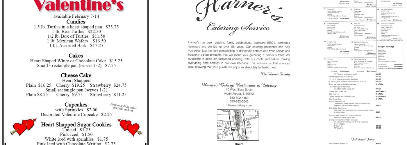 Harner's Bakery Menu