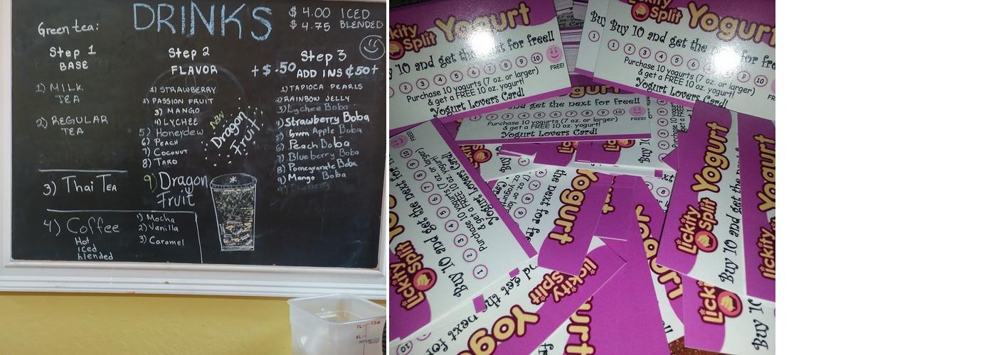 Lickity Split Yogurt Menu
