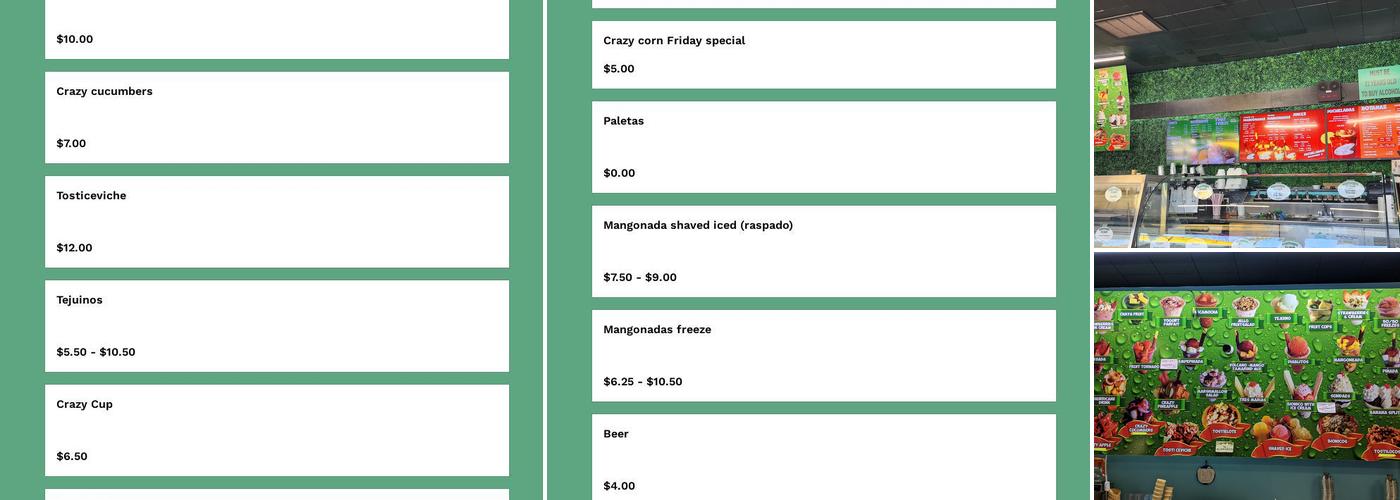 Sweets & Sugars Menu