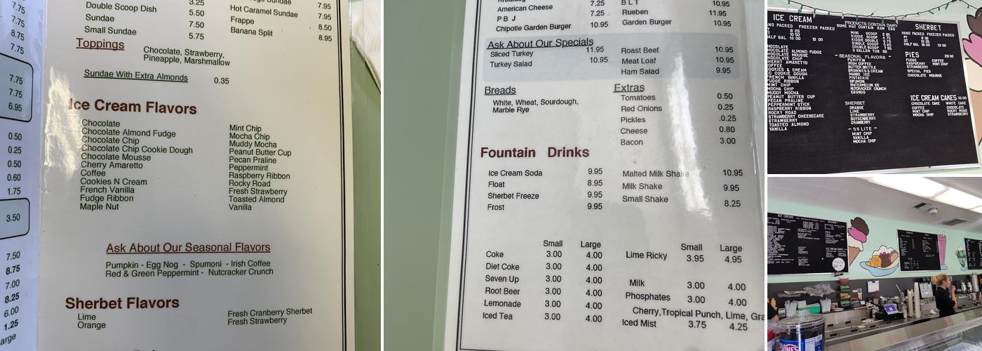 Vic’s Ice Cream Menu