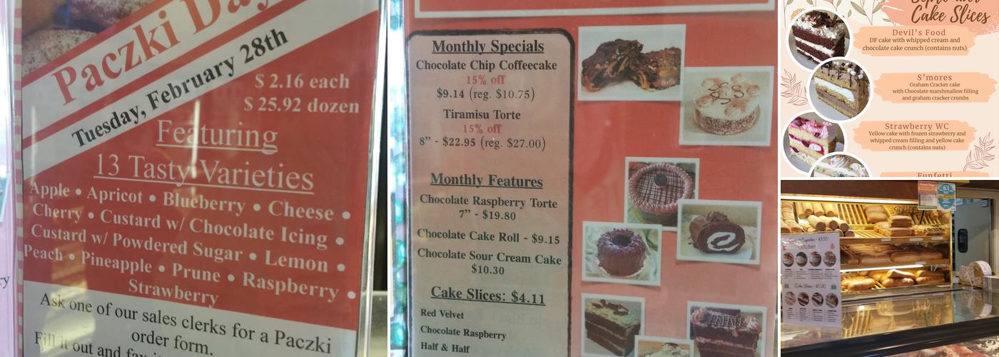 Jarosch Bakery Menu