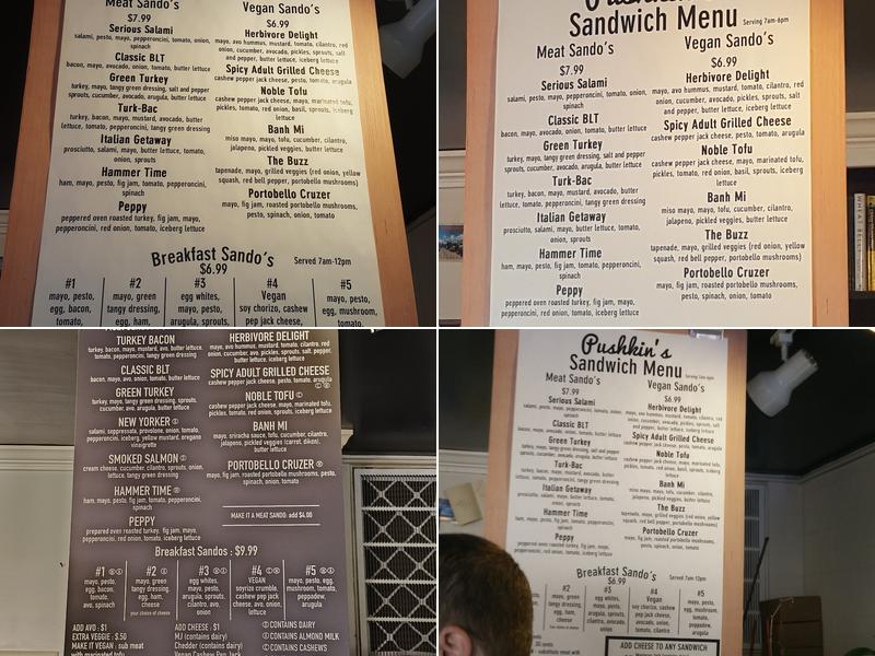 Pushkin's Bakery Menu