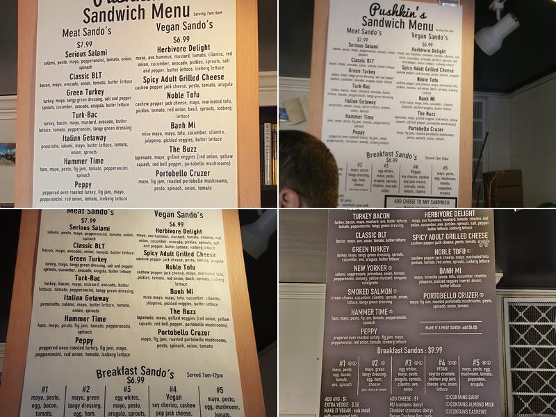 Pushkin's Bakery Menu