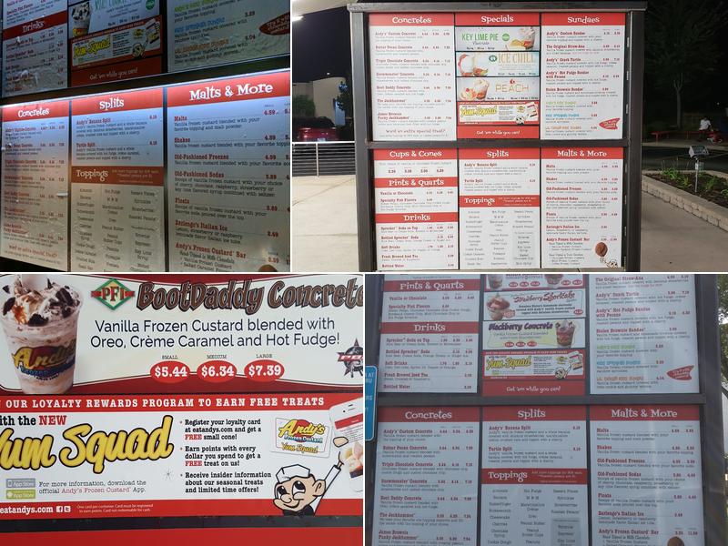 Andy's Frozen Custard Menu