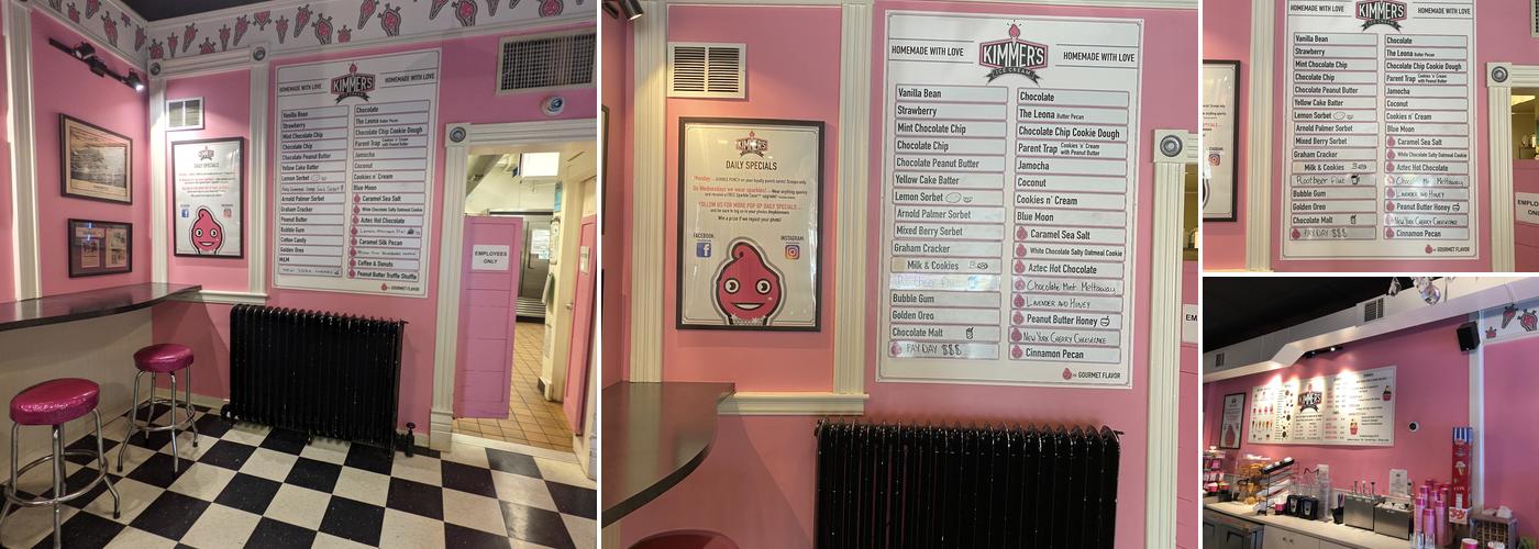 Kimmer's Ice Cream Menu