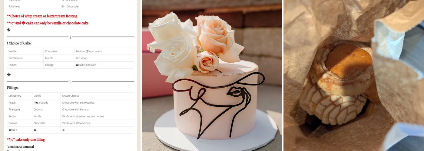 Karina's Bakery Menu