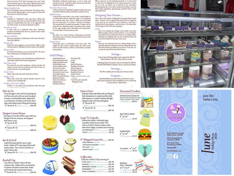 Deerfields Bakery Menu