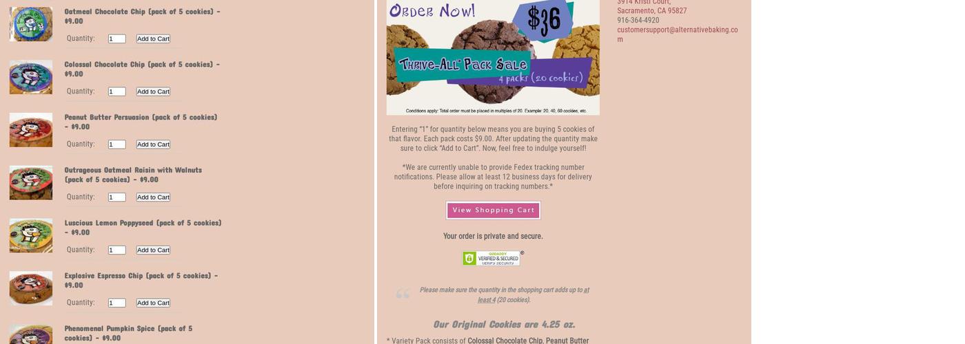 Alternative Baking Company Menu