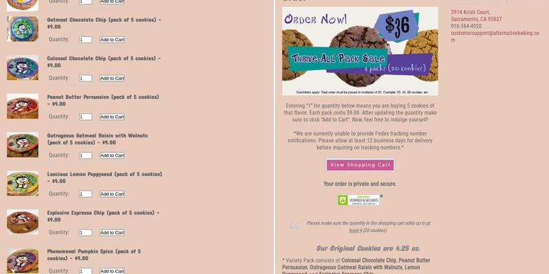 Alternative Baking Company Menu