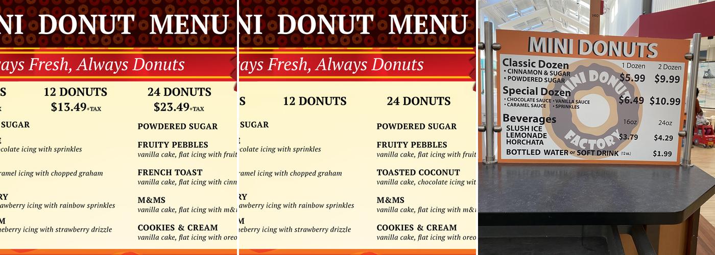 Mini Donut Factory Menu