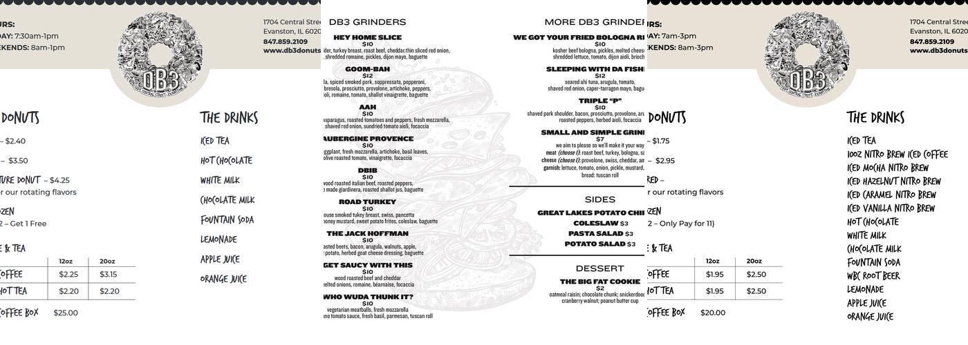 DB3 Donuts Menu