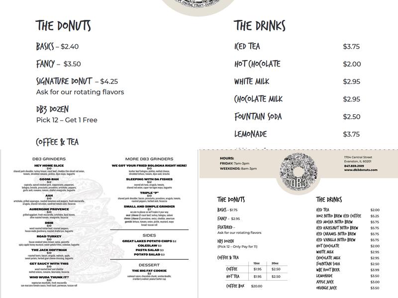 DB3 Donuts Menu