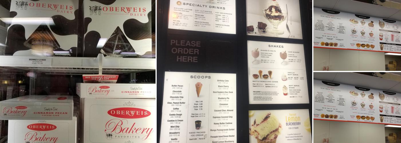 Oberweis Ice Cream and Dairy Store Menu