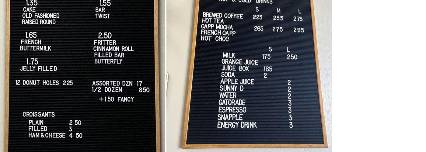 Premium Donuts Menu