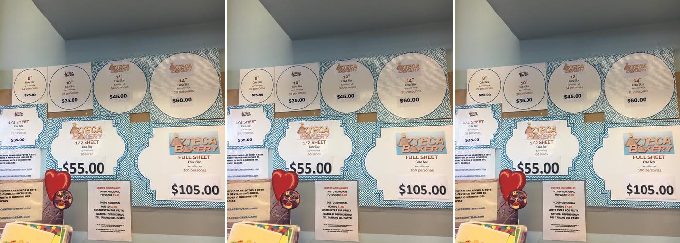Azteca Bakery Menu