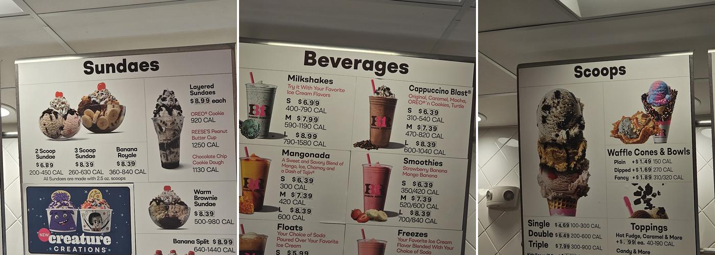 Baskin-Robbins Menu