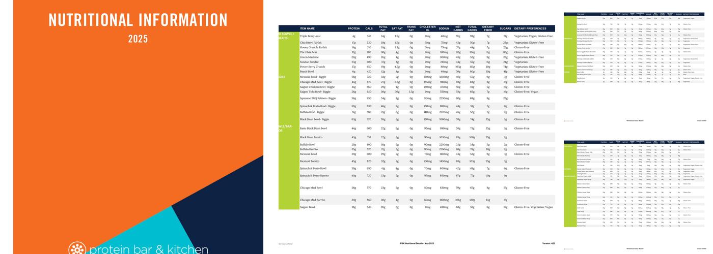 Protein Bar & Kitchen Menu