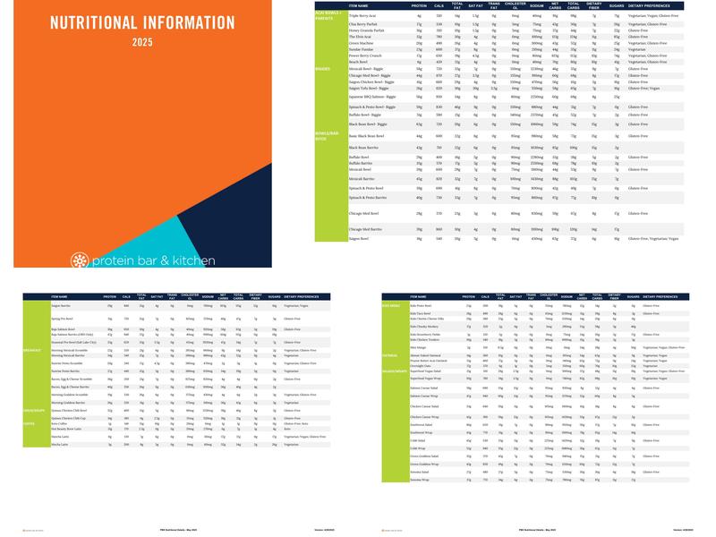 Protein Bar & Kitchen Menu