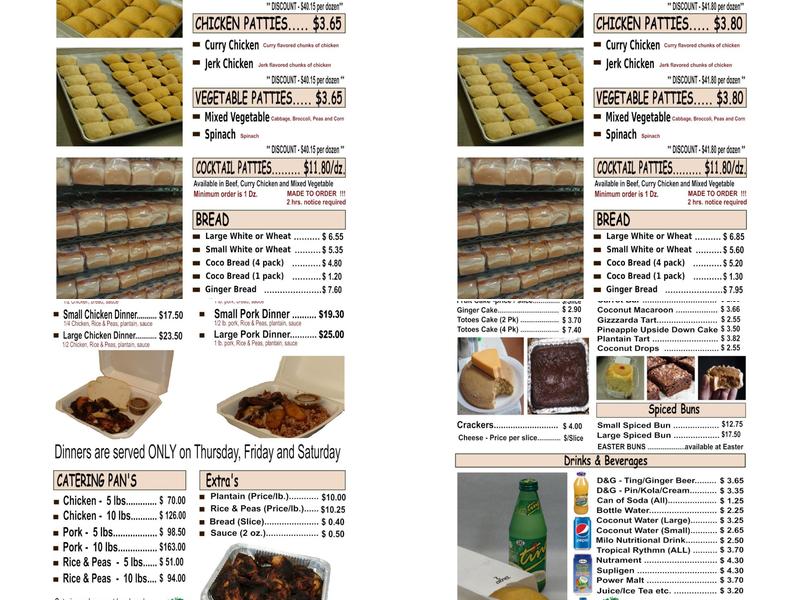 Caribbean American Baking Co Menu