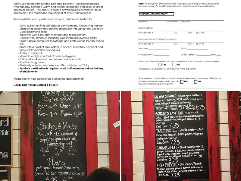 Lickity Split Frozen Custard & Sweets LLC Menu