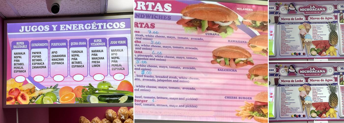 Antojitos Majicos de la Michoacana Menu