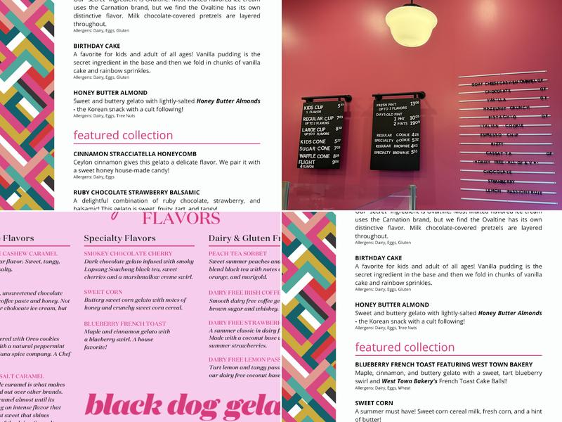 Black Dog Gelato Menu