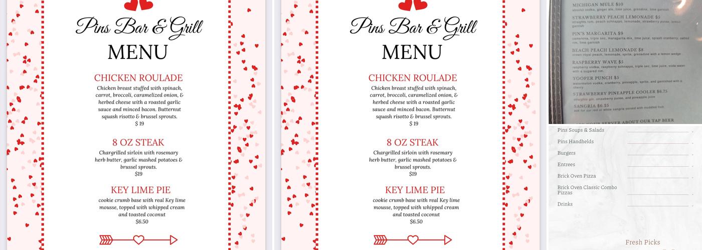 Pins Bar & Grill Menu