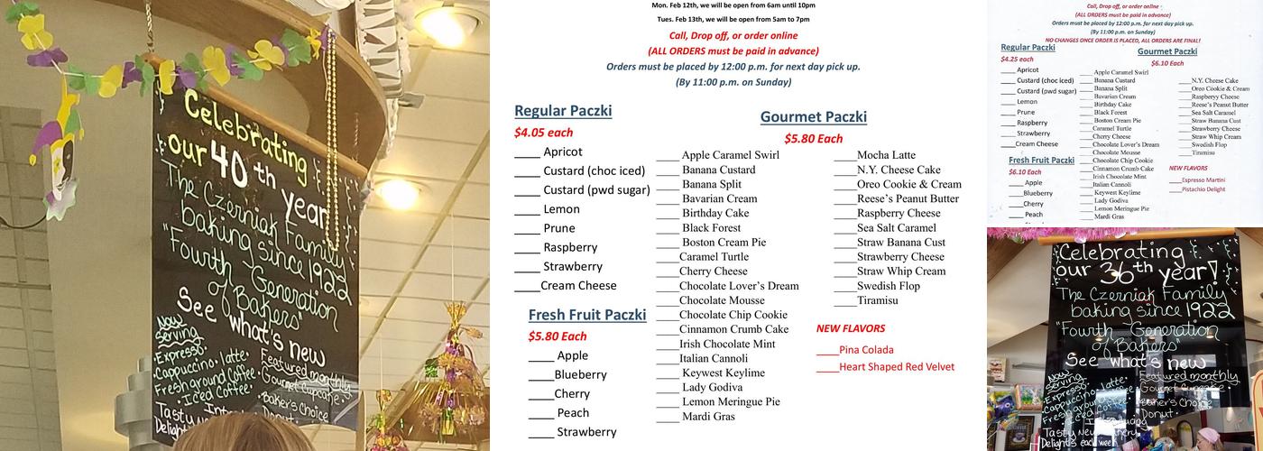 Central Continental Bakery Menu