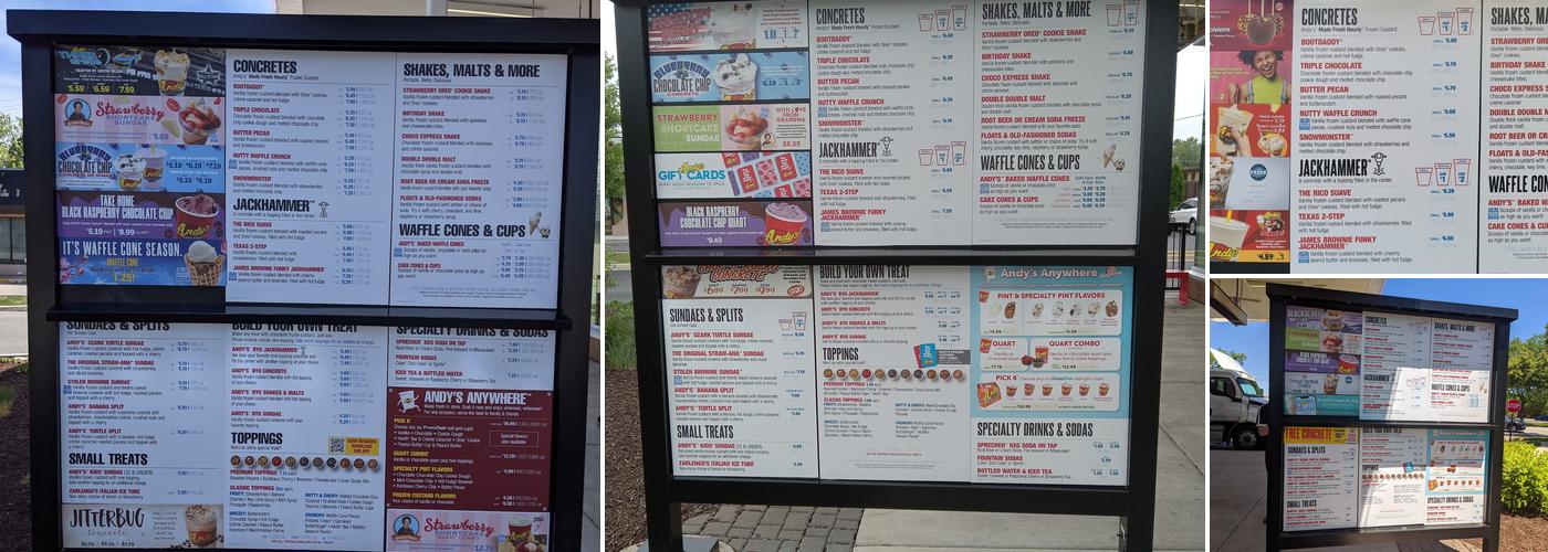 Andy's Frozen Custard Menu